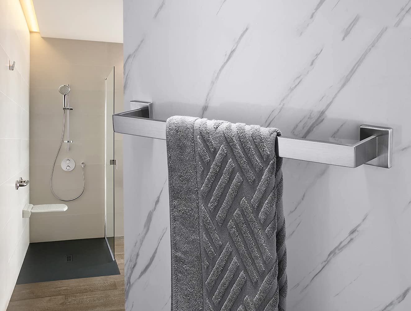 24 Inch Towel Bar For Bathrooms 12/16/24/28/32/36 Inch Stainless Steel 304 Brushed Nickel Towel Holder Modern Square Towel Rod R